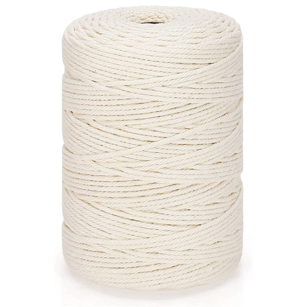 Natural Cotton Macrame Rope - 3mm x 328Yards (984Feet), 4 Strands Twisted Macrame Cord for Wall Hanging, Plant Hangers, Crafts, Gift Wrapping and Wedding Decorations, Beige