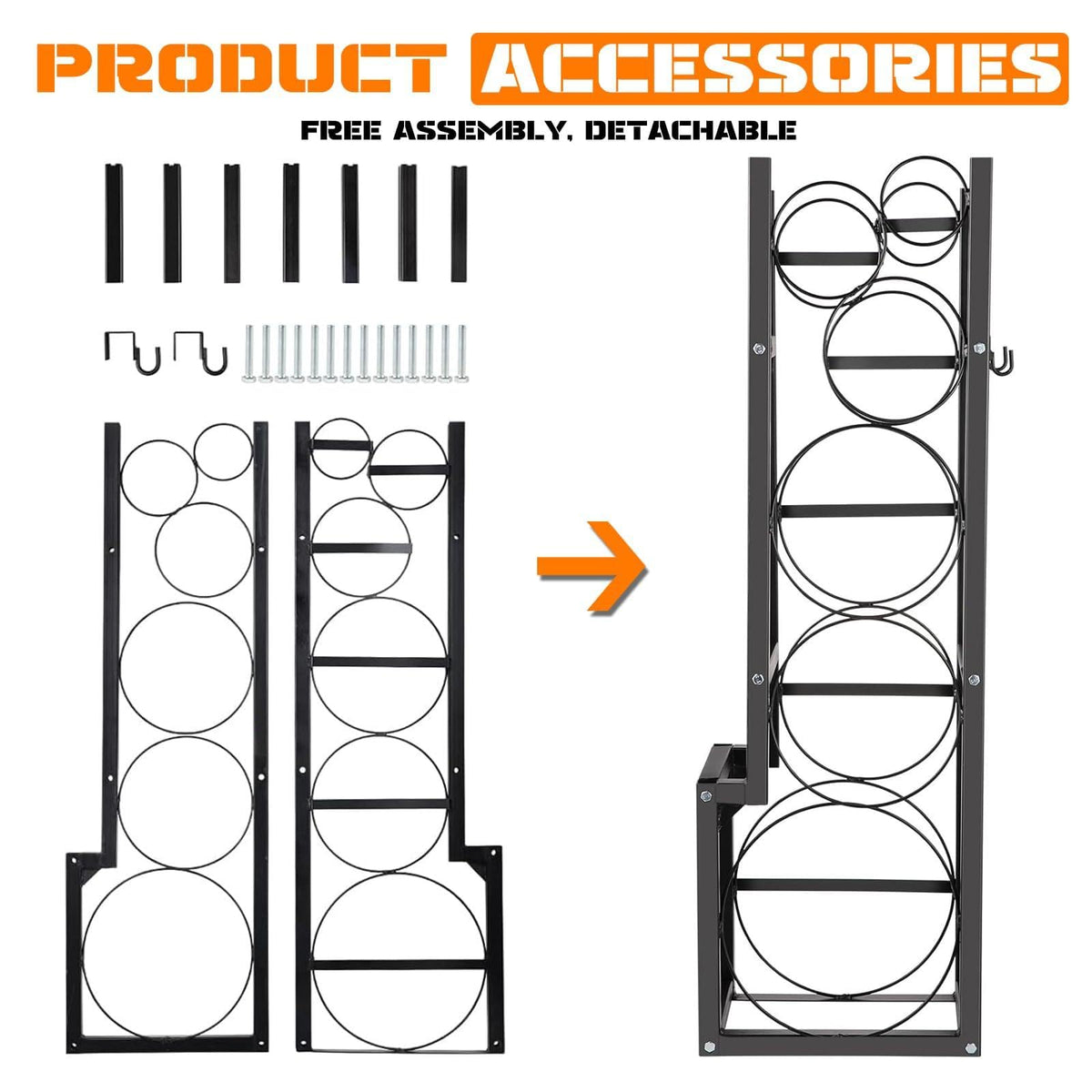 GarveeTech 15 in x12 in x48 in Refrigerant Tank Rack - Holds 1x50 LB & 2x30 LB Cylinders | Heavy-Duty Space-Saving Holder for Freon, Oxygen, Nitrogen Tanks