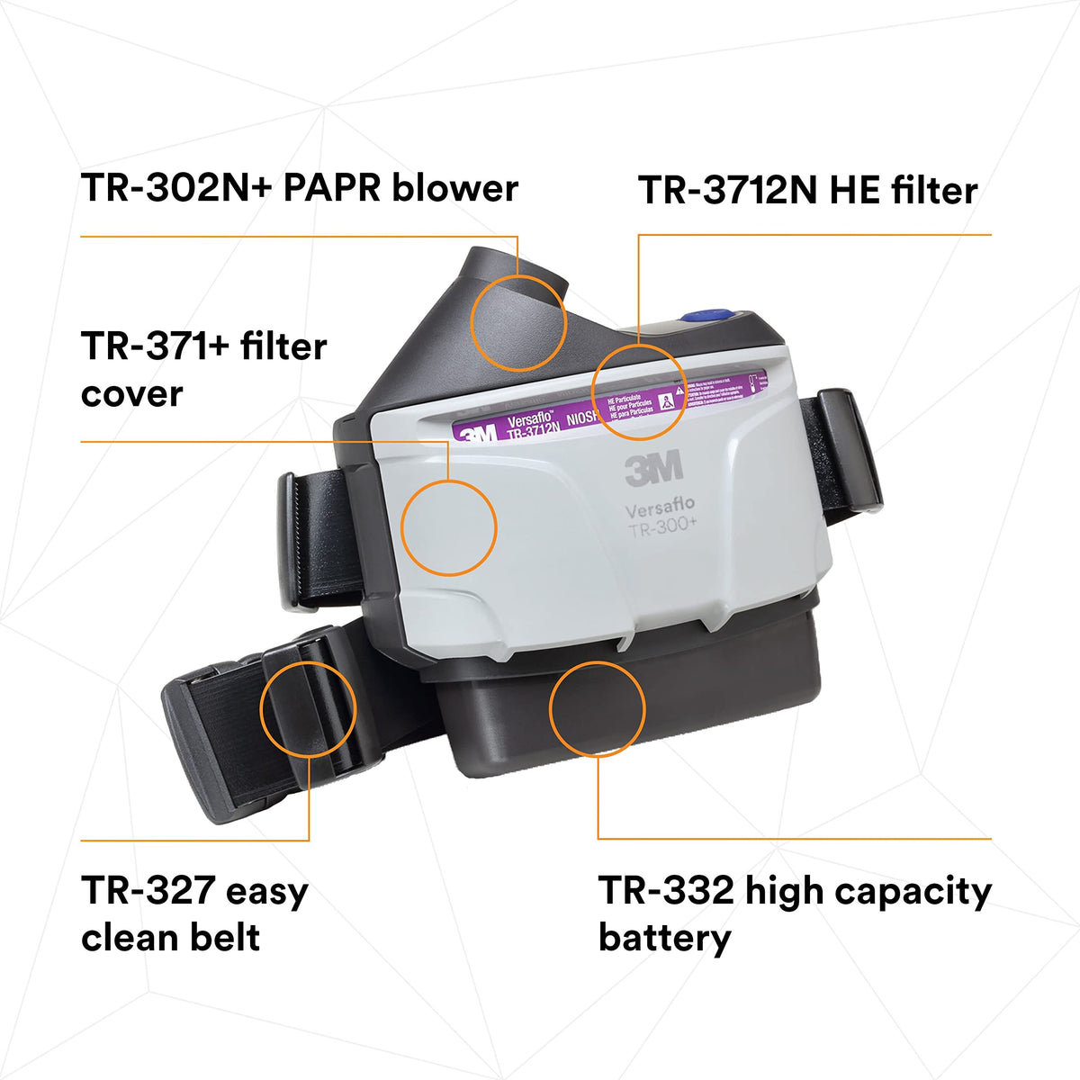 3M Versaflo PAPR Assembly TR-304N+; with Easy Clean Belt and High Capacity Battery; 1 ea/Case