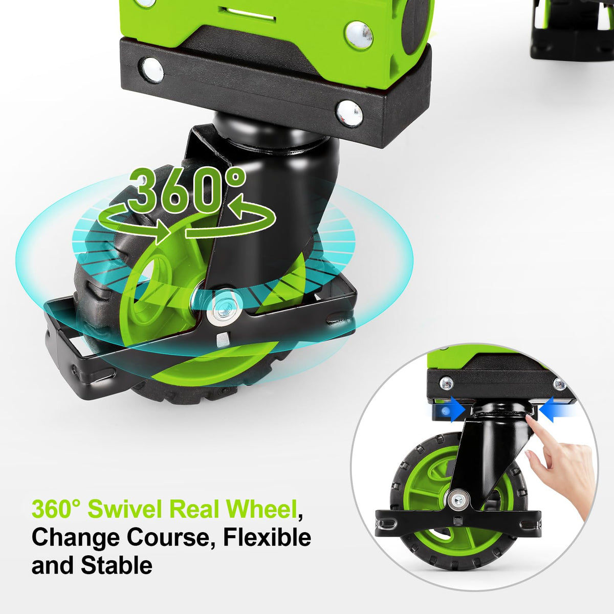 2-in-1 Folding Hand Truck Dolly 330LB Load Carrying, Hand Truck Foldable Dolly with Retractable Handle and 4 Rubber Wheels, Portable Folding Hand Cart for Moving/Travel/Office(Green)