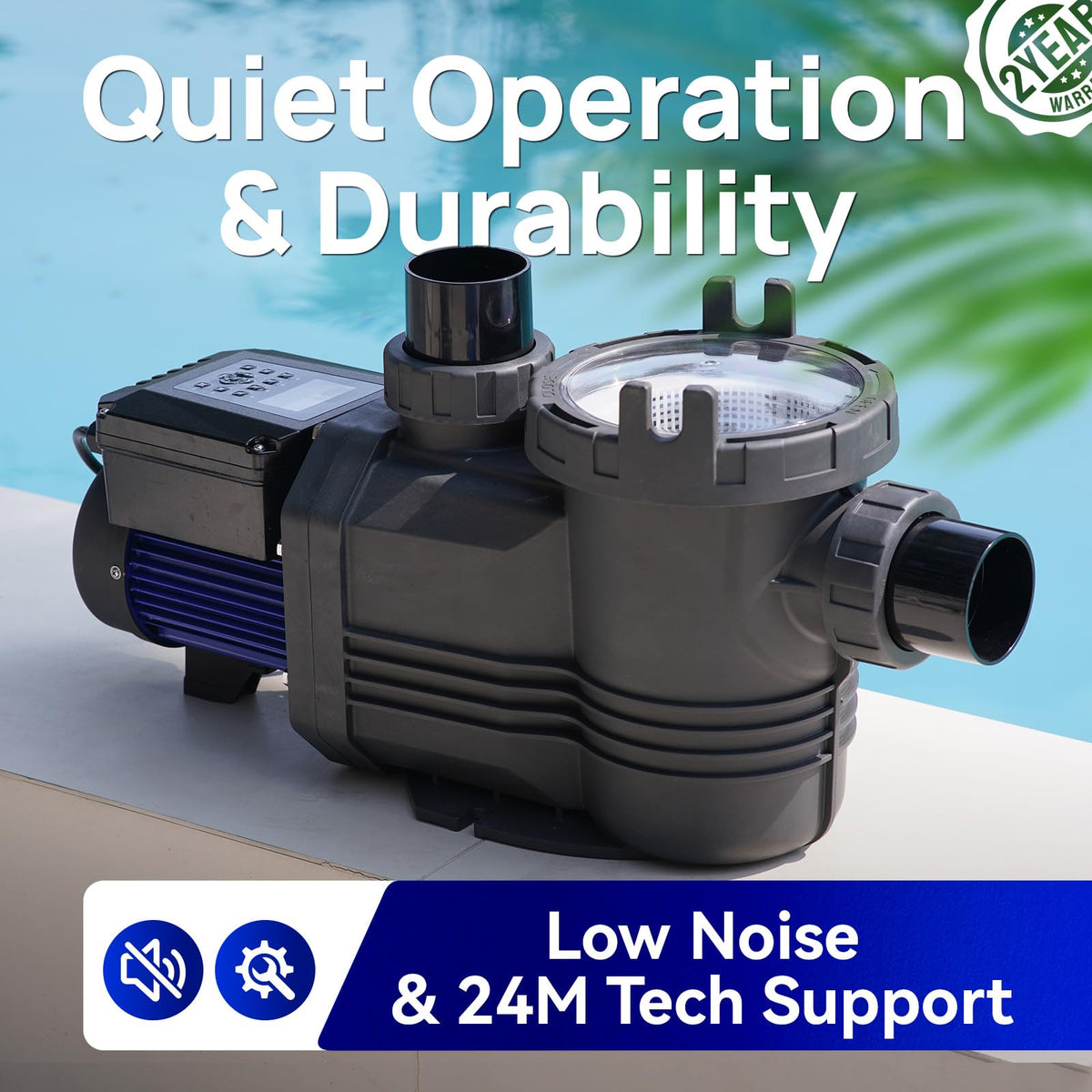 Aquastrong Variable Speed Pool Pump In/Above Pool Pump Energy Efficient High Flow Powerful Self Primming Swimming Pool Pumps with Filter Basket,Black