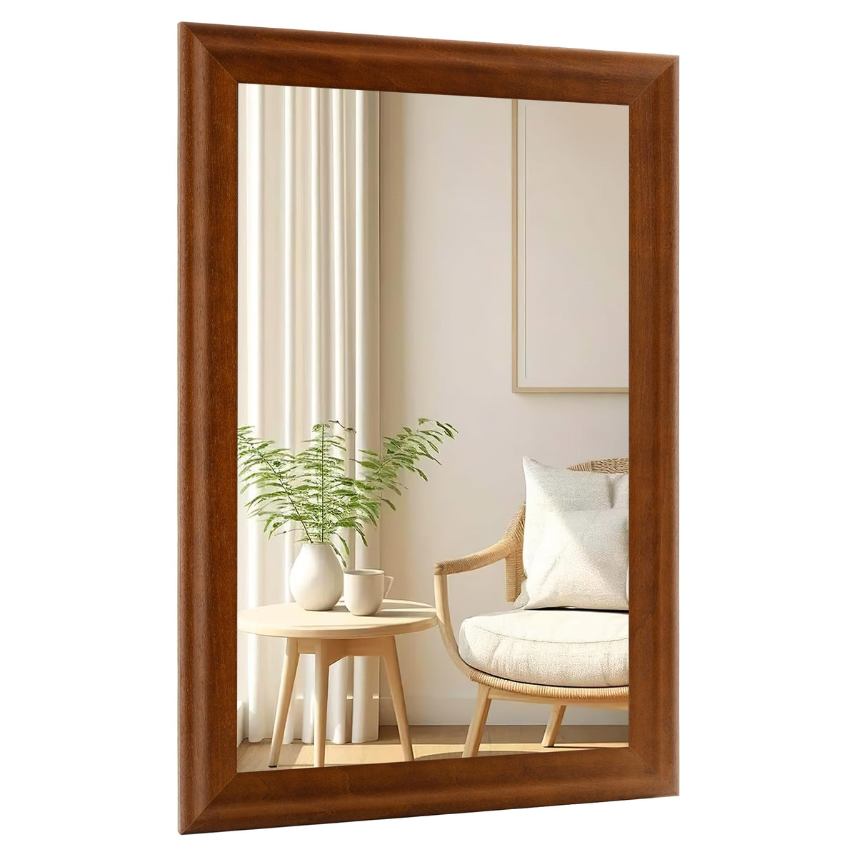 CULER Rustic Wood Wall Mirror for Bathroom,Rectangle 24 x 36 inch Hanging Vanity Mirrors with Wooden Frame for Living Room,Bedroom,Entryway(Walnut Brown)