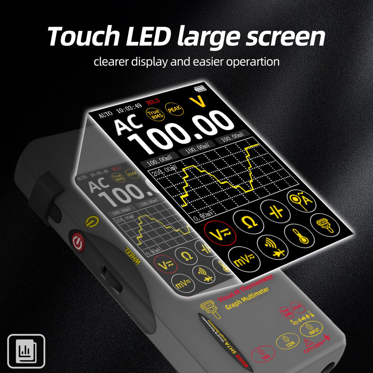BSIDE SH7A Thermal Imager Multimeter 2 in 1, 320×320 IR Resolution with 20000 Words Multimeter 3.98'' Touchscreen 25Hz Infrared Thermal Camera 15 Thermal Palettes TRMS Auto-Ranging Tester