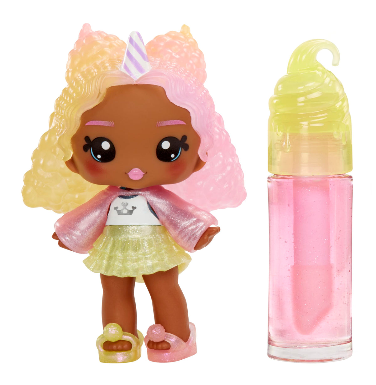 Yummiland Lip Gloss Doll – Nia Candy Fluff, with DIY Lip Gloss Kit, Ages 4+