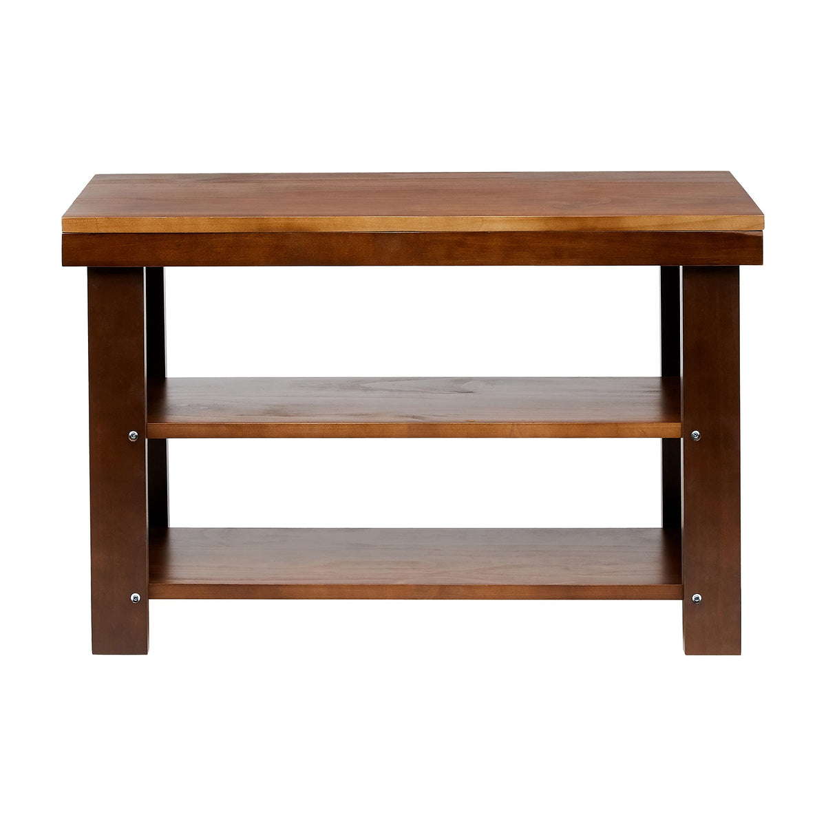 Amazon Basics Sturdy Solid Pine Wood Entryway Bench with Shoe Storage Organizer Rack, Espresso, 10.4"D x 27.56"W x 17.72"H