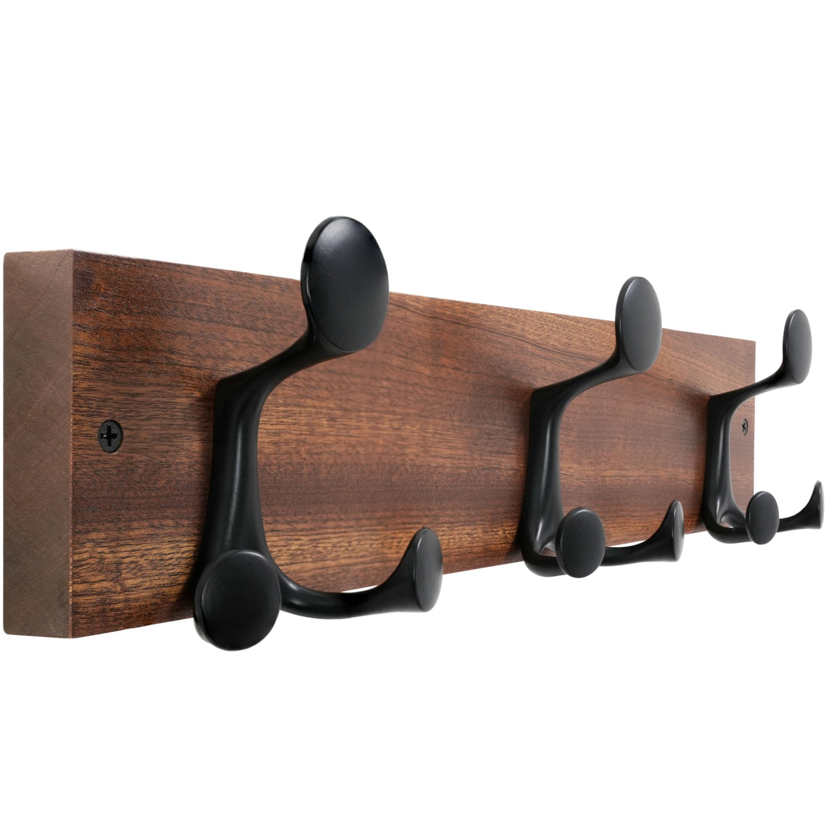 WEBI Coat Rack Wall Mount,17" Solid Wood Coat Hooks Wall Mounted Coat Hanger,16" Hole to Hole,Heavy Duty 3 Triple Hooks for Hanging Coats,Jacket,Hat,Backpack,Farmhouse,Reddish Brown