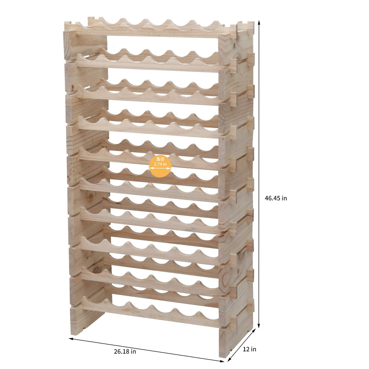 fdjamy Wine Rack Solid Wood Stackable Storage Wooden Wine Rack Wine Cabinet (60 Bottles, Natural Color)