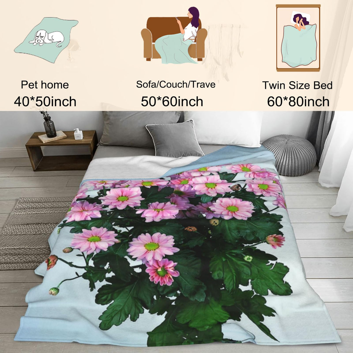 Zeleda Fun Fast Food Blanket,Cute Cartoon Burger and Fries Flannel Throw for Kids,Women,Adults as Gifts,Cozy Soft Blankets for Couch,Bed,Office,Camping,Picnic,Decorative Throws,50x60 Inch