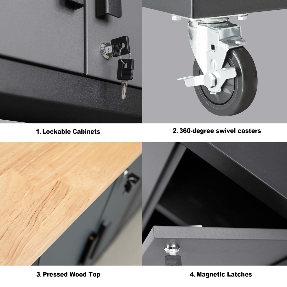 Torin Garage Cabinets Storage System, 9 Piece Included Steel Drawers Rolling Chest,Locked Storage Cabinet, Perfect for Organizing Garage and Tools, 129.92", Black/Grey