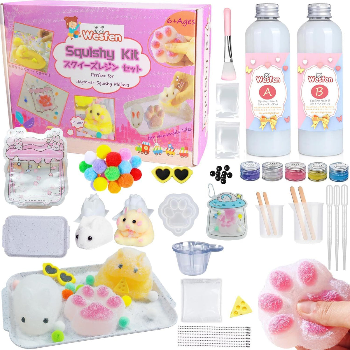 Wesfen Easy-to-Use Squishy Resin Kit - 1:1 AB Liquid Silicone, Taba Squishy Kit