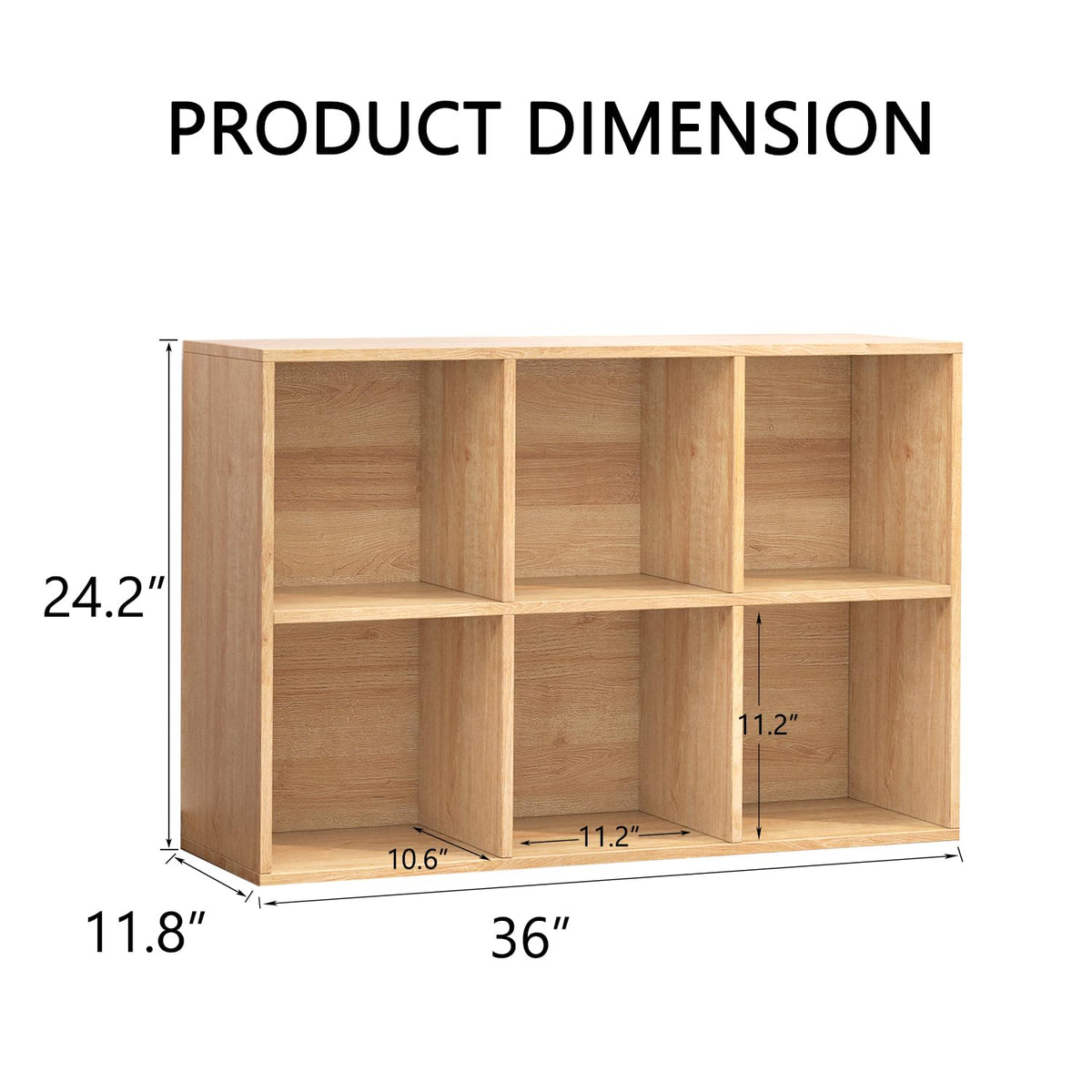 NewBeth Wooden 6 Cube Storage Organizer with Closed Back Panel,Oak Cube Shelf Heavy Duty Cubby Storage Organizer with Compartments for Living,Display Shelf,Bookshelf