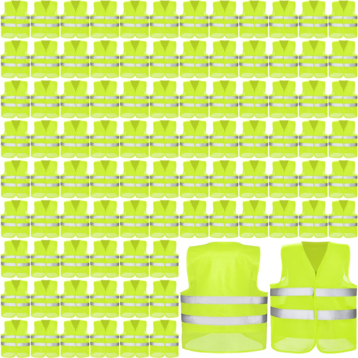 JaGely High Visibility Safety Vest Bulk Reflective Mesh Security Vest for Men Women Work Cycling Runner Neon (100 Pack)