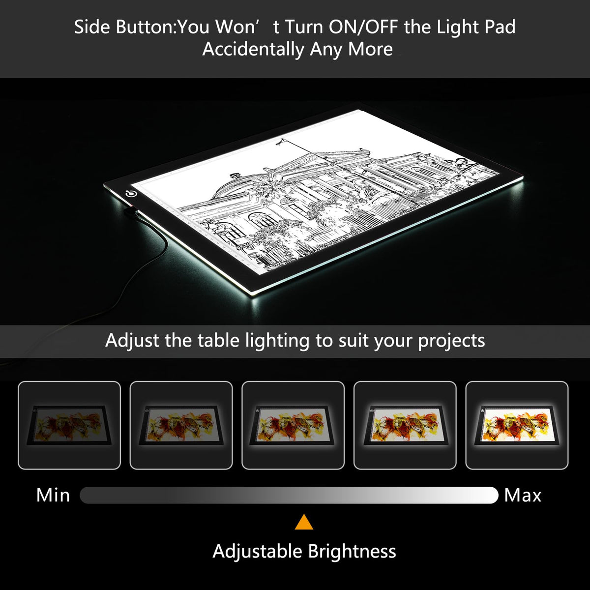 NXENTC A4 Tracing Light Pad, Ultra-Thin Tracing Light Box USB Power Artcraft Tracing Light Table for Artists, Drawing, Sketching, Animation