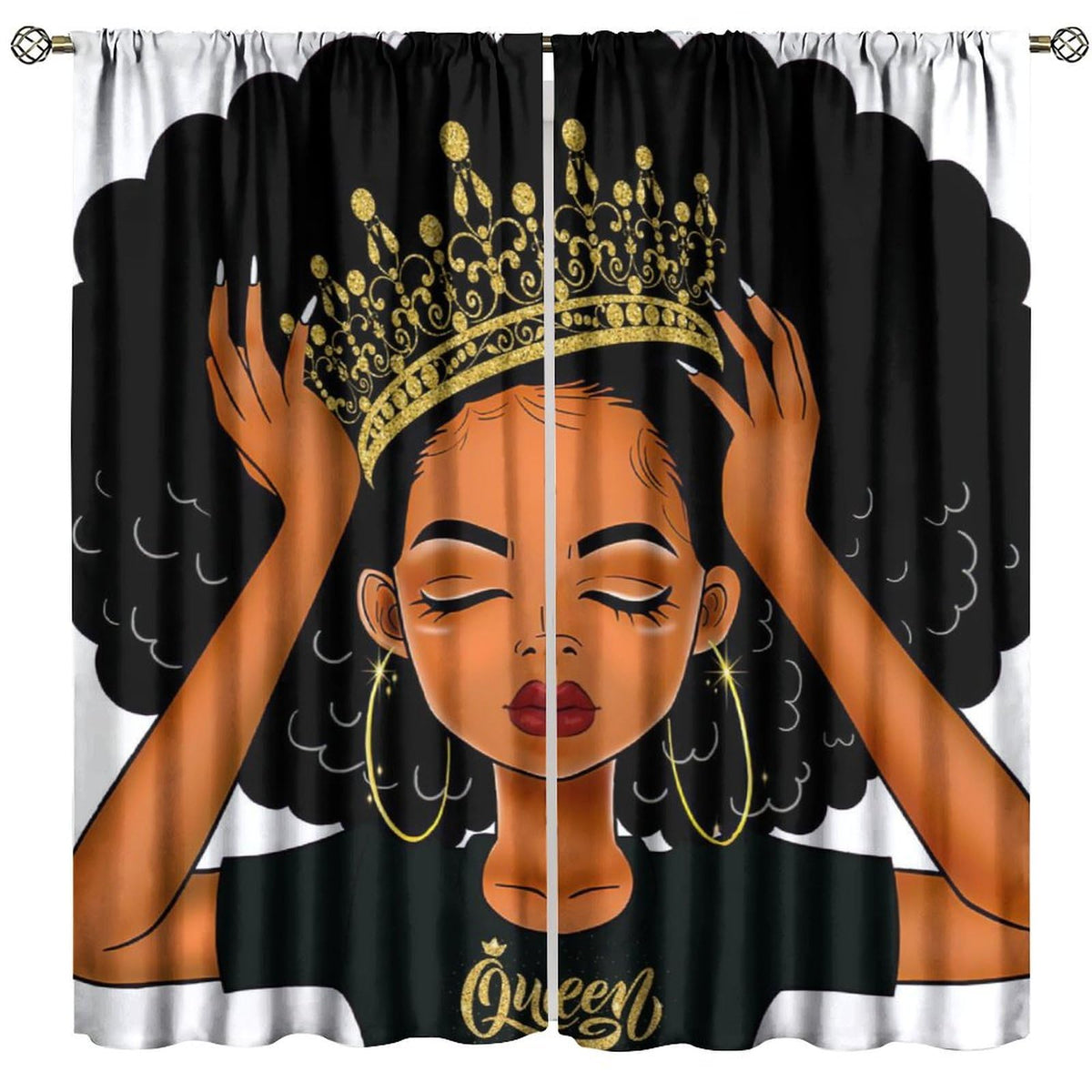Yearn Jear Black Girl Curtains Queen African American for Women Black Art American Afro Girl Printed Living Room Window Drapes 2 Panel 43x45in Decor