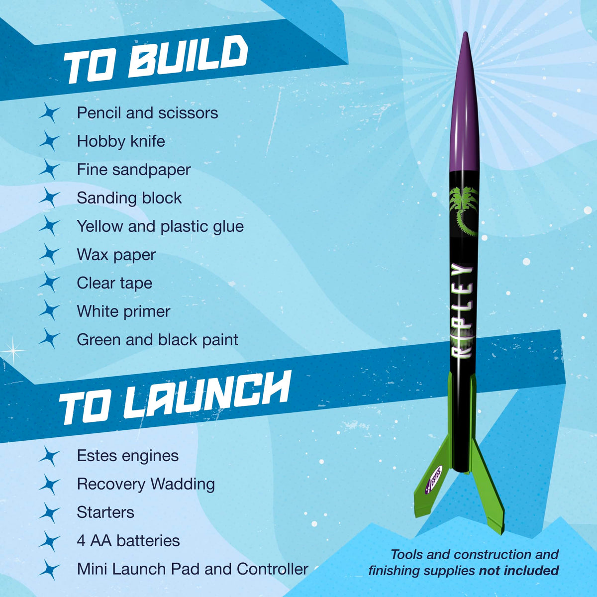 Estes 0653 Ripley Rocket Rocket-Building Kit, Intermediate Flying-Model-Rocket Kit for Ages 10+