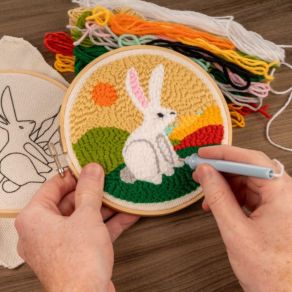 Kikkerland Punch Needle - Hare - Includes Everything Needed