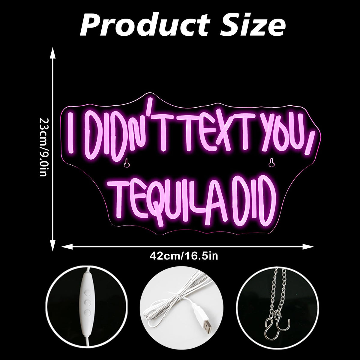 VVYXX I Didn't Text You, Tequila Did Neon Sign for Wall Decor,Neon Light for Bedroom Bar Man Cave Business Bar Decoration