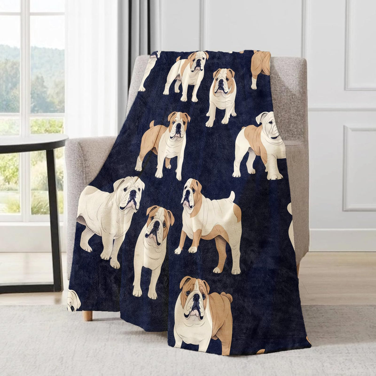 ainori English Bulldog Blanket - Cute Fun Dog Dark Fleece Throw,Gifts for Kids Women, Soft & Warm,Lightweight, for Modern Rustic Decor, Pet Lovers, and Room Home Accents 50x60in