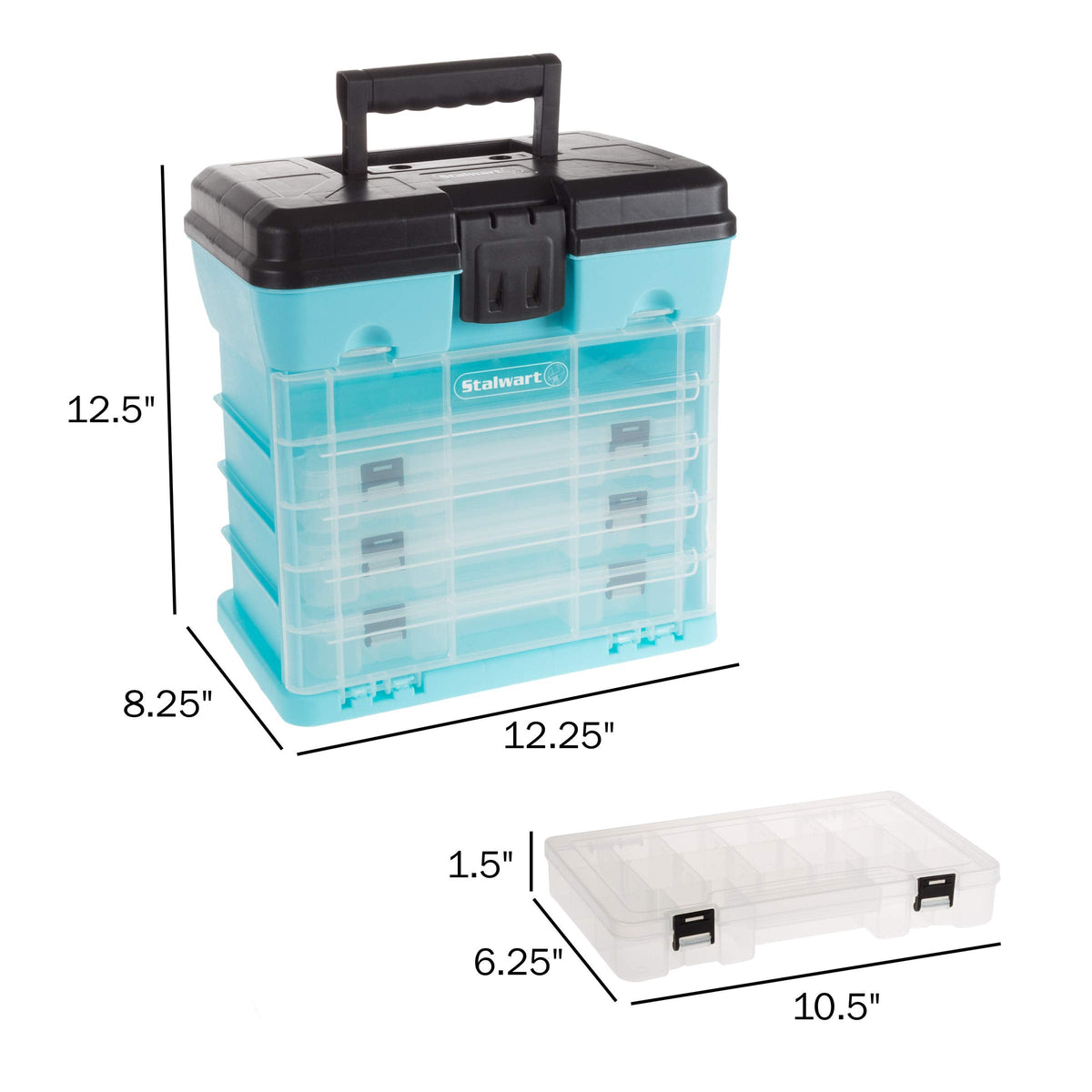 Storage and Tool Box-Durable Organizer Utility Box-4 Drawers 19 Compartments Each for Hard