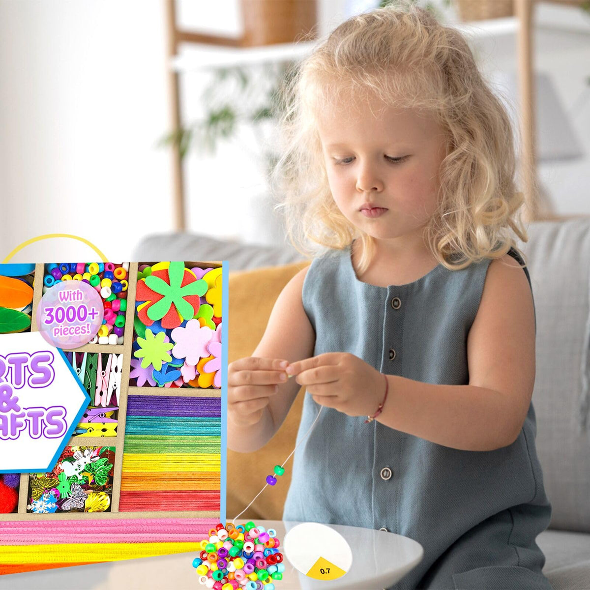 Arts and Crafts Supplies for Kids - 3000Pcs Craft Kit with Pipe Cleaners Crafts for Kids All in Art Crafting Box DIY School Supplies Materials Set Toys Gifts for Girls Boys Age 4 5 6 7 8 9 10 11 & 12