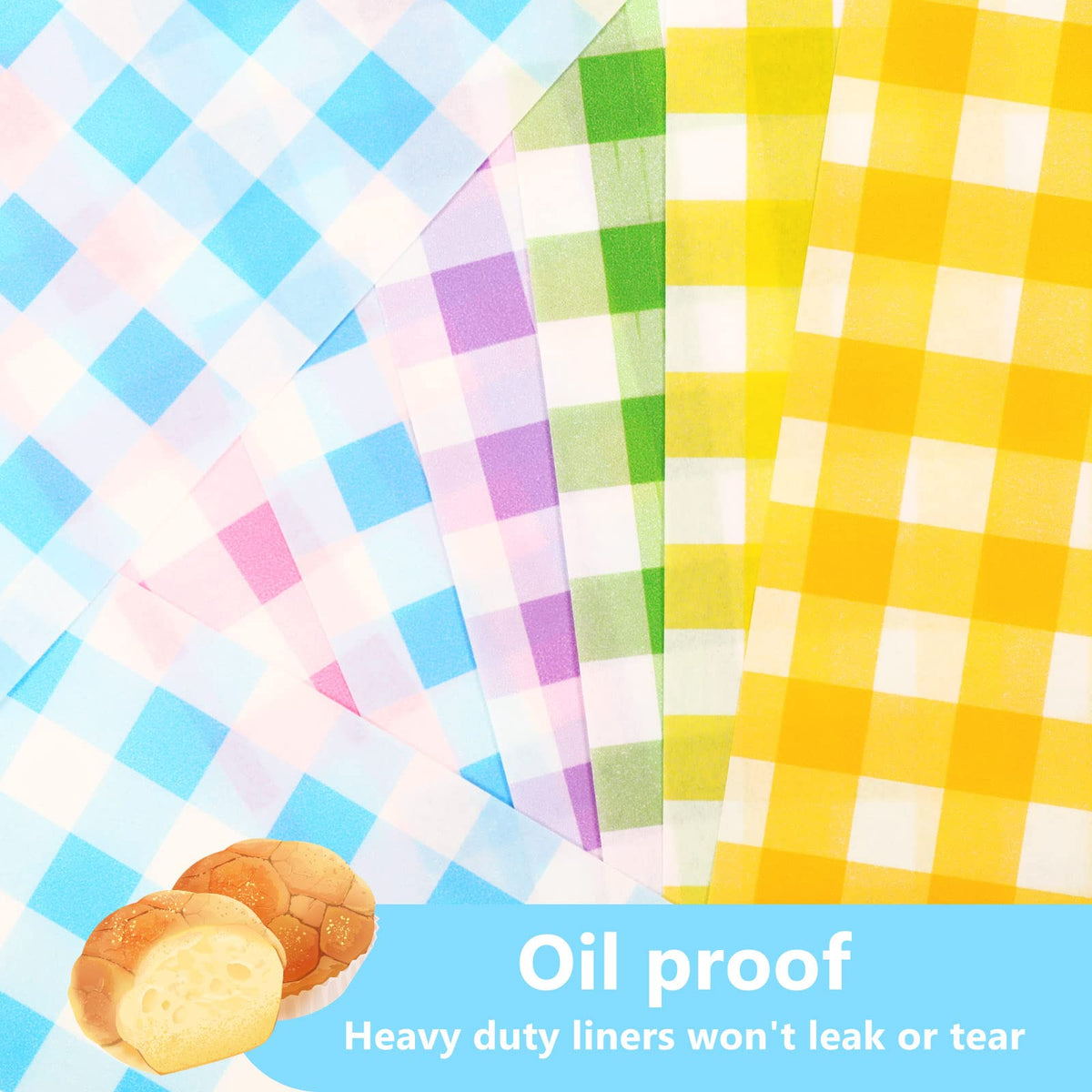 Whaline 240 Sheets Plaids Wax Paper Sheets Spring Easter Sandwich Wrap Paper 12x12 Inch Checkered Deli Wrappers Food Basket Liners for Bread Baking Picnic Party Table Supplies