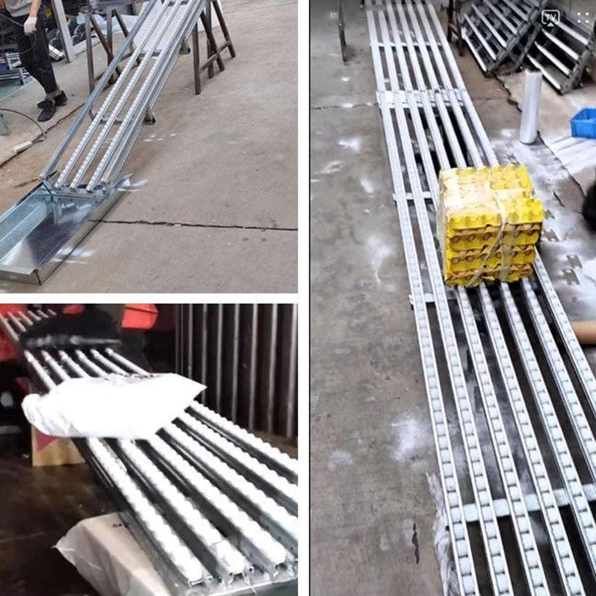 GZHENMZ Roller Stand Light-Duty Gravitys Conveyor, Splicable Roller Conveyor Slides, Portable ABS Plastic Roller, Transport Box Line Unloading Pulley(Silver-(W) 50cm,(L) 250cm)