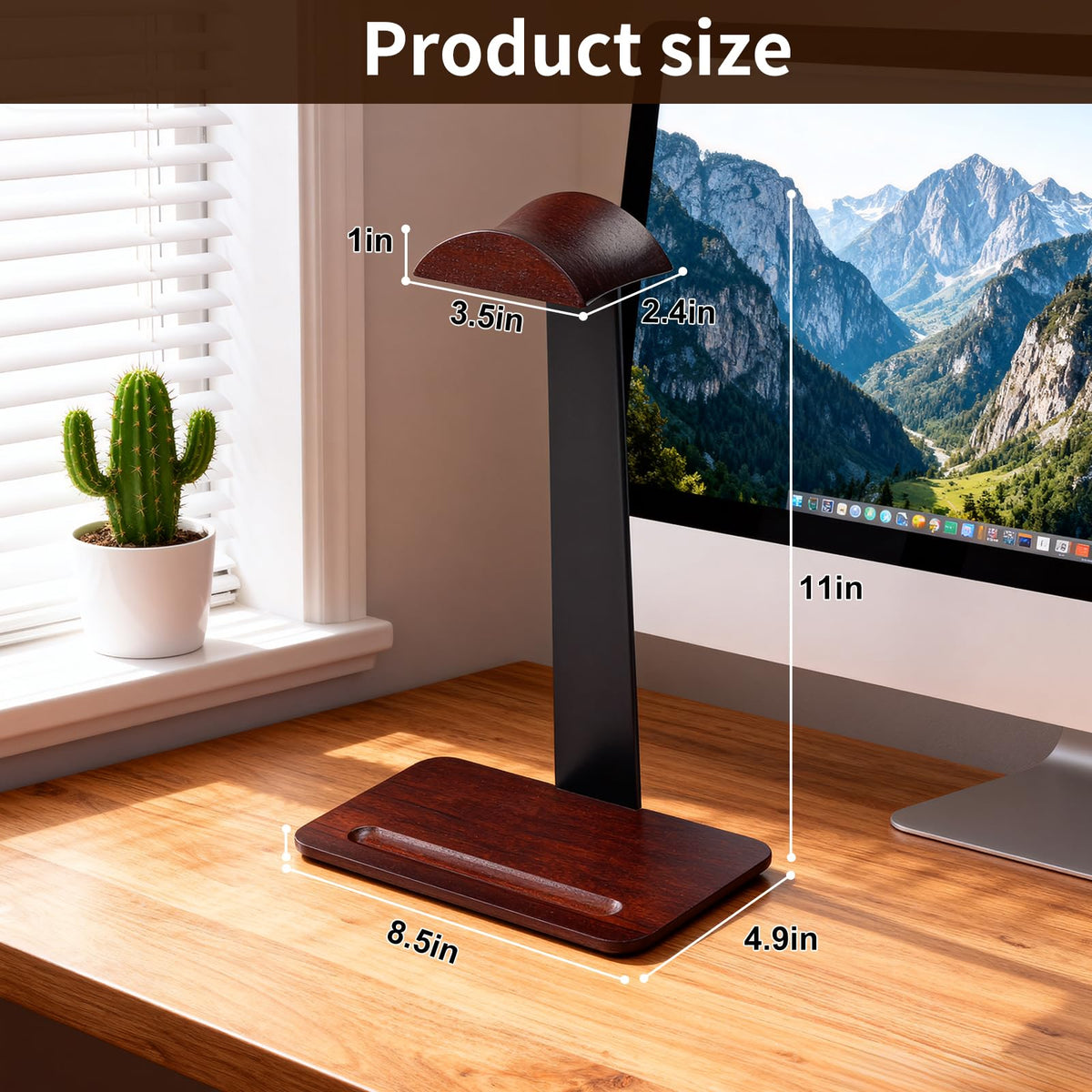 Vruelia Walnut Wood Headphone Stand with Pen Holder