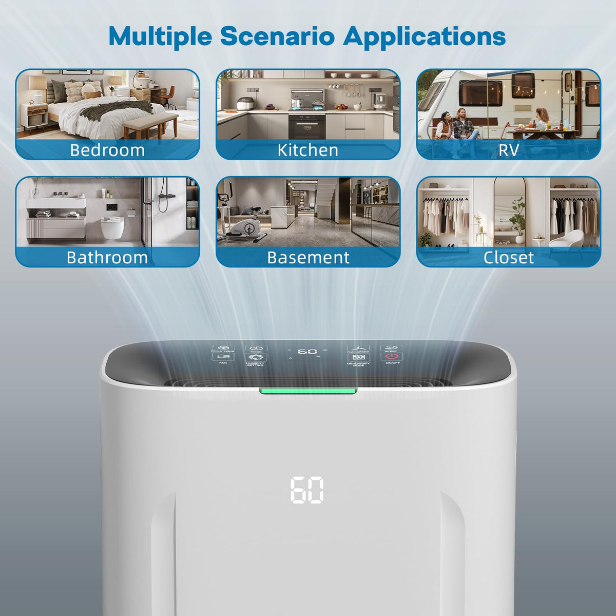 Ludatido 2025 Upgraded Dehumidifier, 80 Pint/Day, 5000 Sq.Ft for Whole Home & Basement, 1.72 Gal Tank, 42dB Quiet, Child Lock, Sleep/Fan/Dry Modes, 24H Timer & Auto Continuous Drain