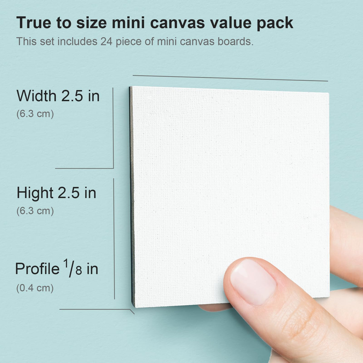 AUREUO Mini Magnetic Canvas Panel 2.5x2.5 Inch / 24 Pack - Small Square Flat Canvas Board with Magnet Back Art Gift Set Bulk Pack Tiny Thin Canvases for Painting & Craft