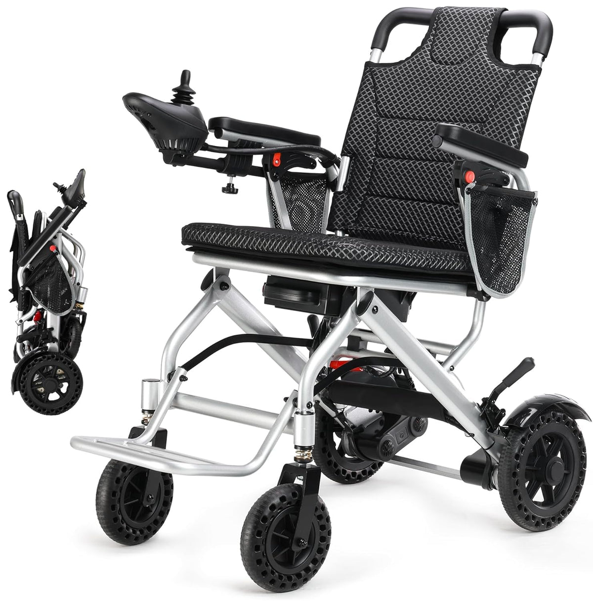 33 Lbs Lightweight Electric Wheelchair, Electric Wheelchairs for Adults Foldable, 15 Miles Range Motorized Wheelchair for Seniors, All Terrain Compact Portable Power Wheelchair, 330 Lbs Capacity