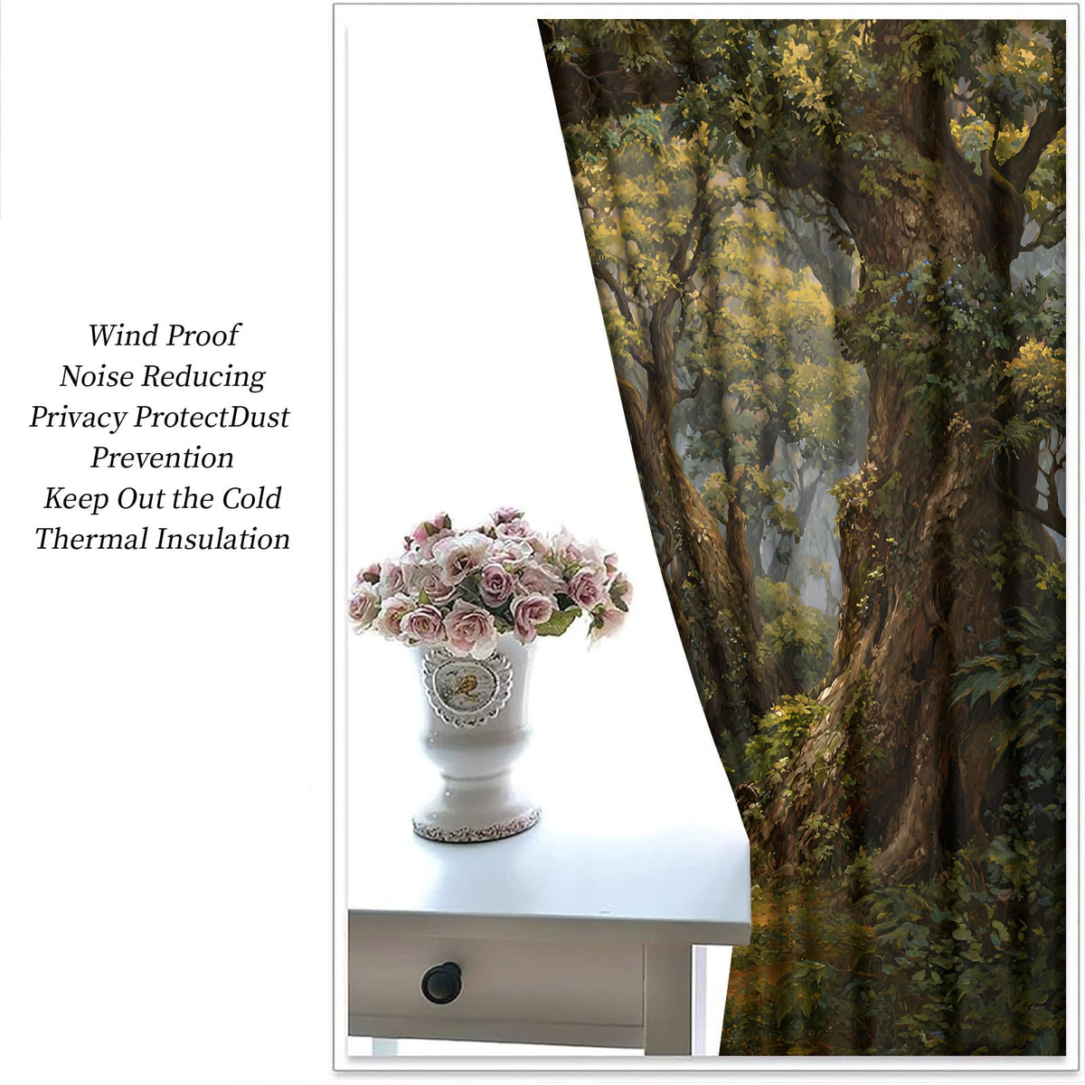 JAXIUOF Forest Blackout Curtains for Bedroom, Jungle Curtains 63 Inch Long 2 Panels Woodland Drapes, Grommet Top Window Treatments for Living Room Kitchen Decor