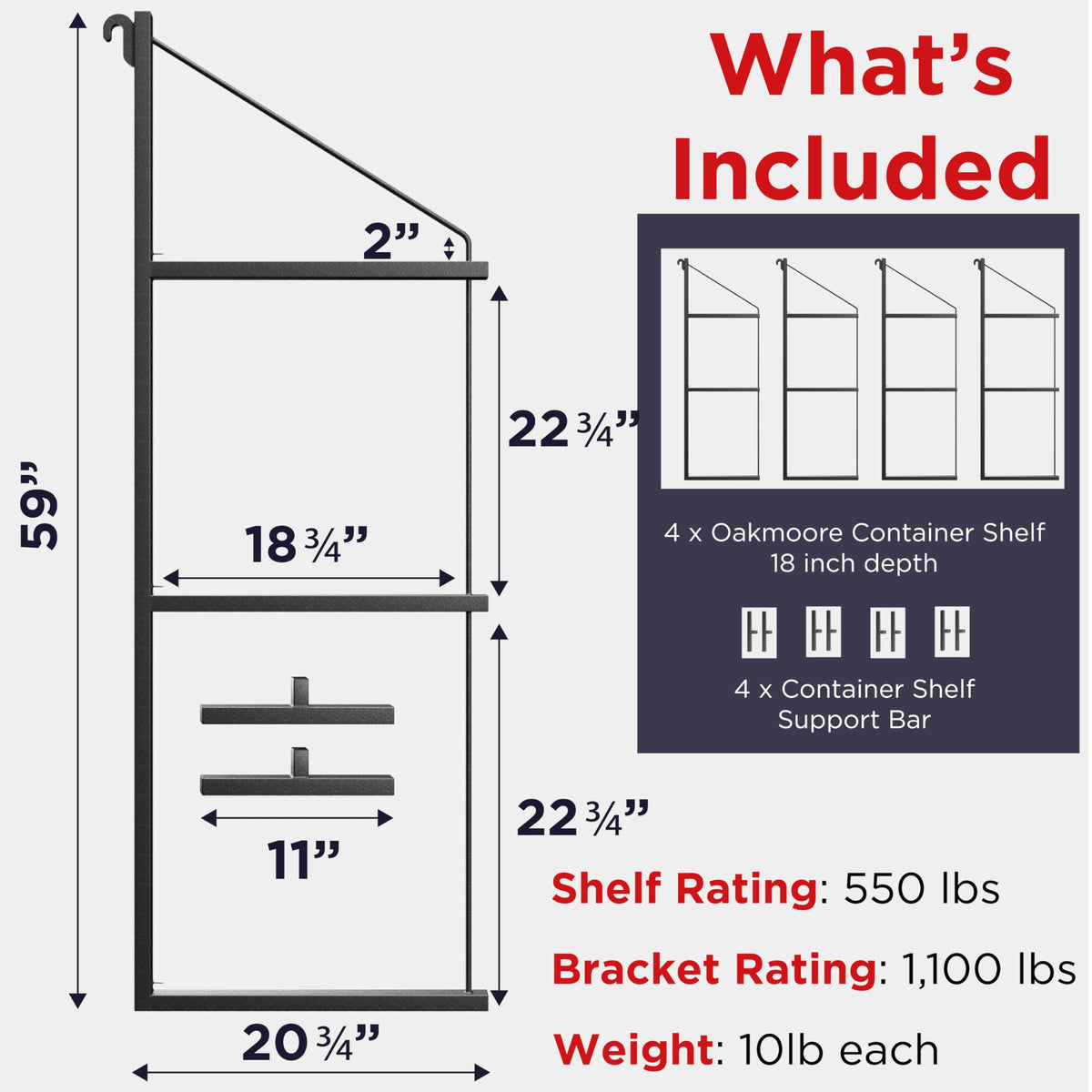 Heavy Duty Shipping Container Shelving, 4 Pack Shipping Container Accessories, Pre Welded Storage Container Shelves, Conex Compatible Shipping Container Brackets