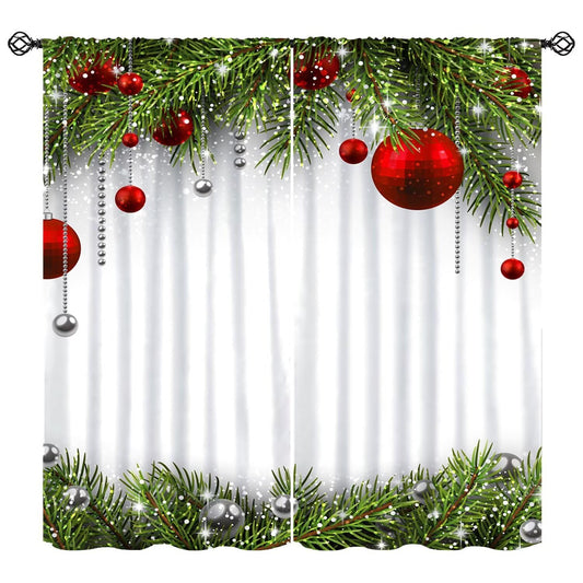 Merry Christmas Classical Ornaments and Baubles Coniferous Pine Tree Blackout Window Treatmen for Living Room Bedroom Decor Window Drapes 52" W X 84" L