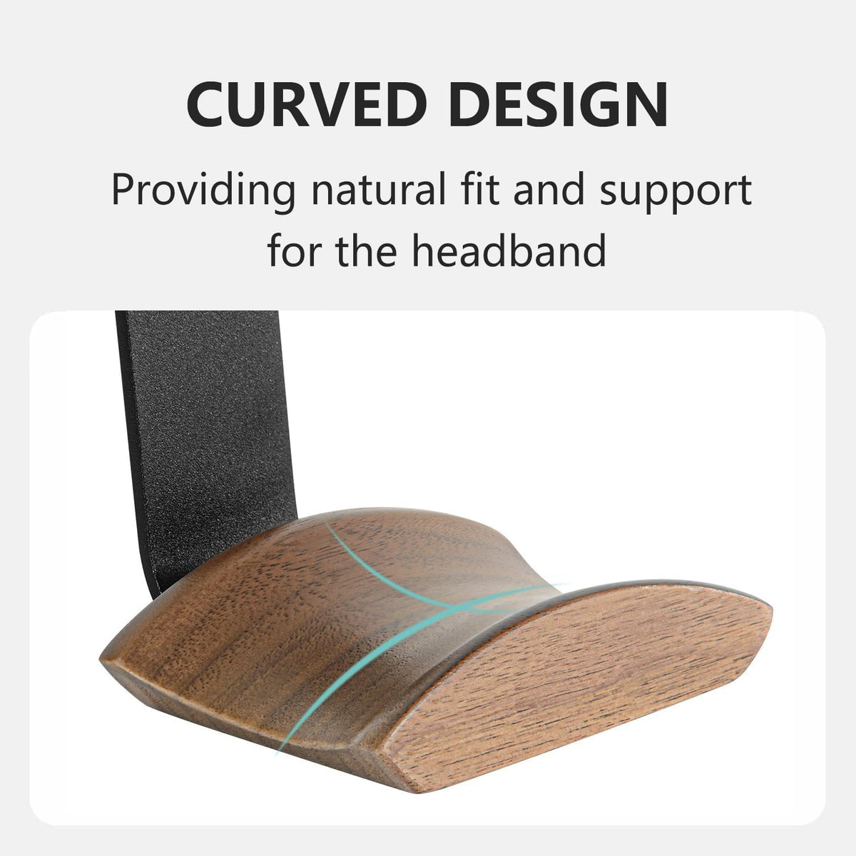 Jcurycke Headset Holder with 6cm Wide Walnut Headrest,Headphone Wall Mount Holder with Adhesive Tape and Screw, Headphone Stand for Over Ear and Gaming