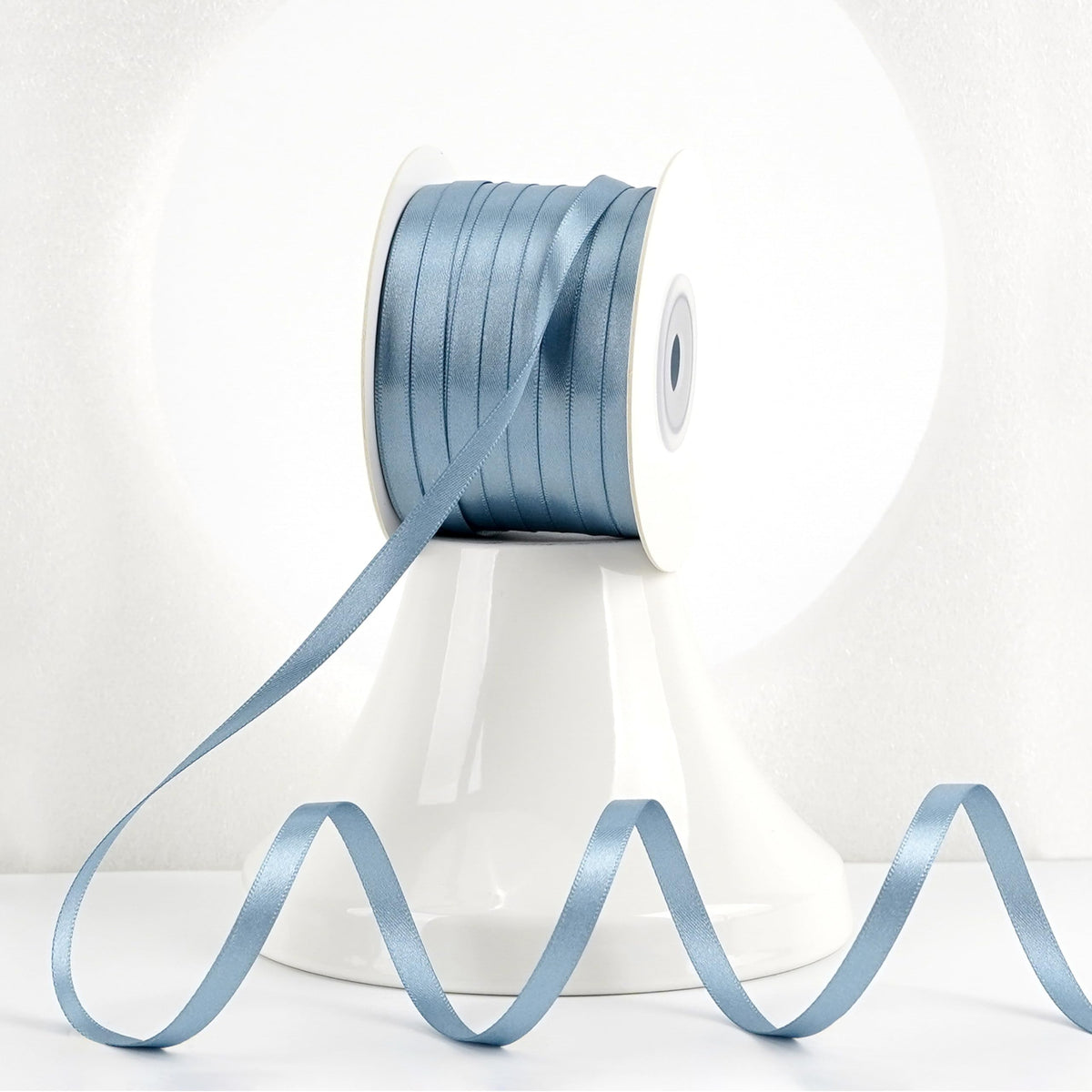MEEDEE Dusty Blue Satin Ribbon 1/4 Inch Lux Double Sided Satin 100 Yards Spool Blue Thin Ribbon for Crafts, Gift Wrapping, Ornaments, Holiday Decorating, Hair Bow, Wedding, Birthday, Party Supplies