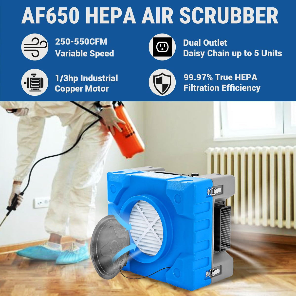 MOUNTO Water Damage Restoration Combo Package Deals (6xAir Mover, 1X Air Scrubber, 1X LGR Dehumidifiers)