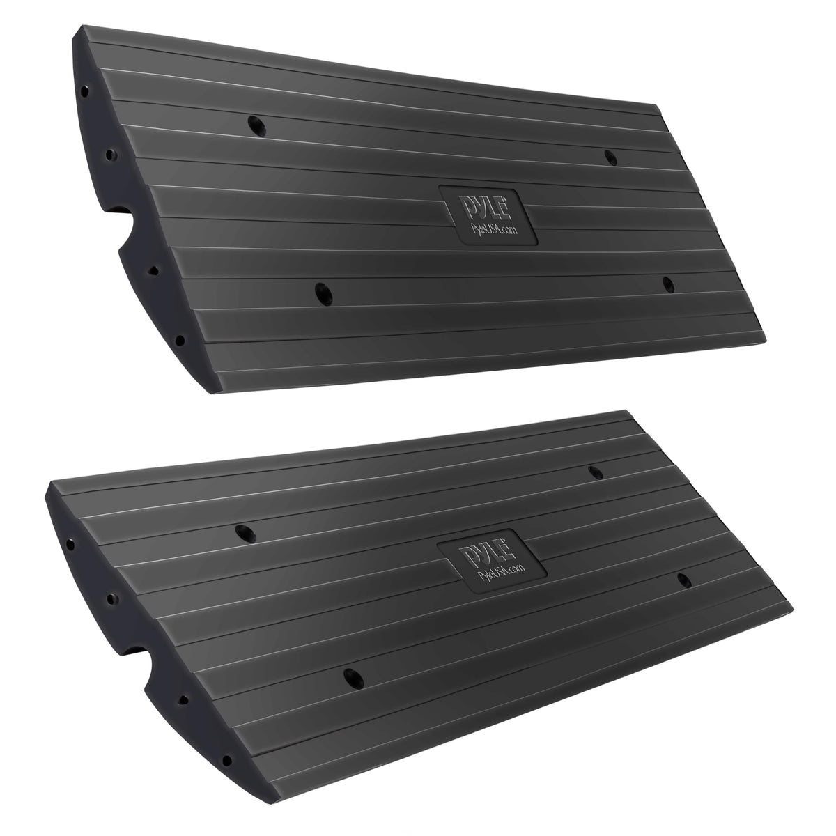 Car Vehicle Curbside Driveway Ramp - 4ft Heavy Duty Rubber Threshold Bridge Track Curb Ramp, for Loading Dock, Garage, Sidewalk, Truck, Scooter, Bike, Motorcycle, Wheelchair Mobility - Pyle PCRBDR21