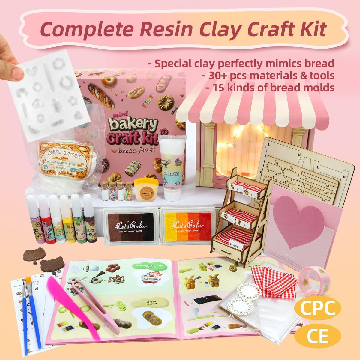 iLAND Girls Crafts Ages 8-12 Creative Craft Kits for Kids and Adults DIY Mini Bakery Miniature Food Toys Air Dry Clay for Kids Fun Family Game Night 9 10 11 Year Old Girl Gift Birthday Gift Ideas Cute