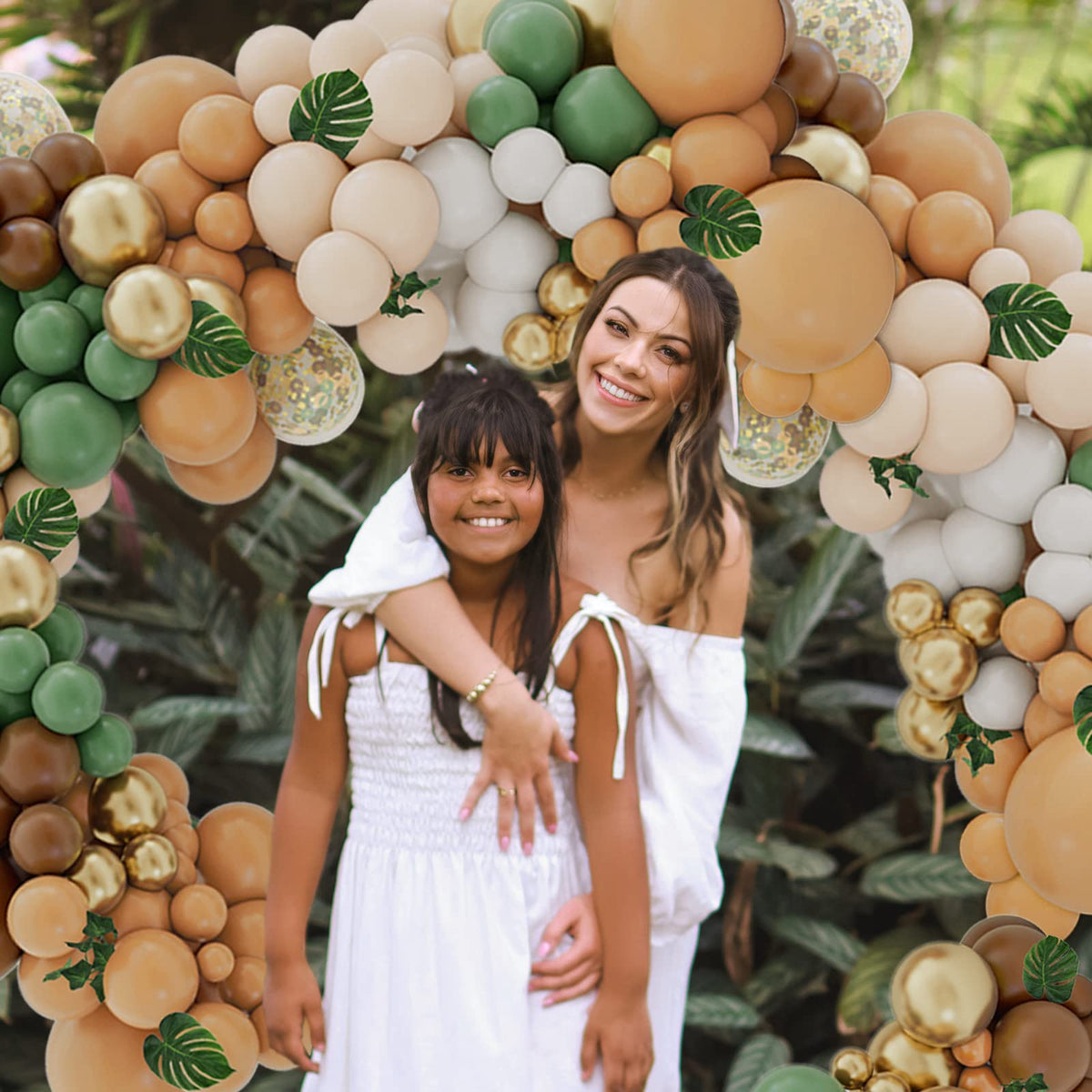 iLaFm 142PCS Sage Green Brown Balloon Garland Kit Jungle Safari Wild Woodland Balloon Arch Olive Green Gold Coffee Cocoa Balloons for Wedding Birthday Shower Party Decorations