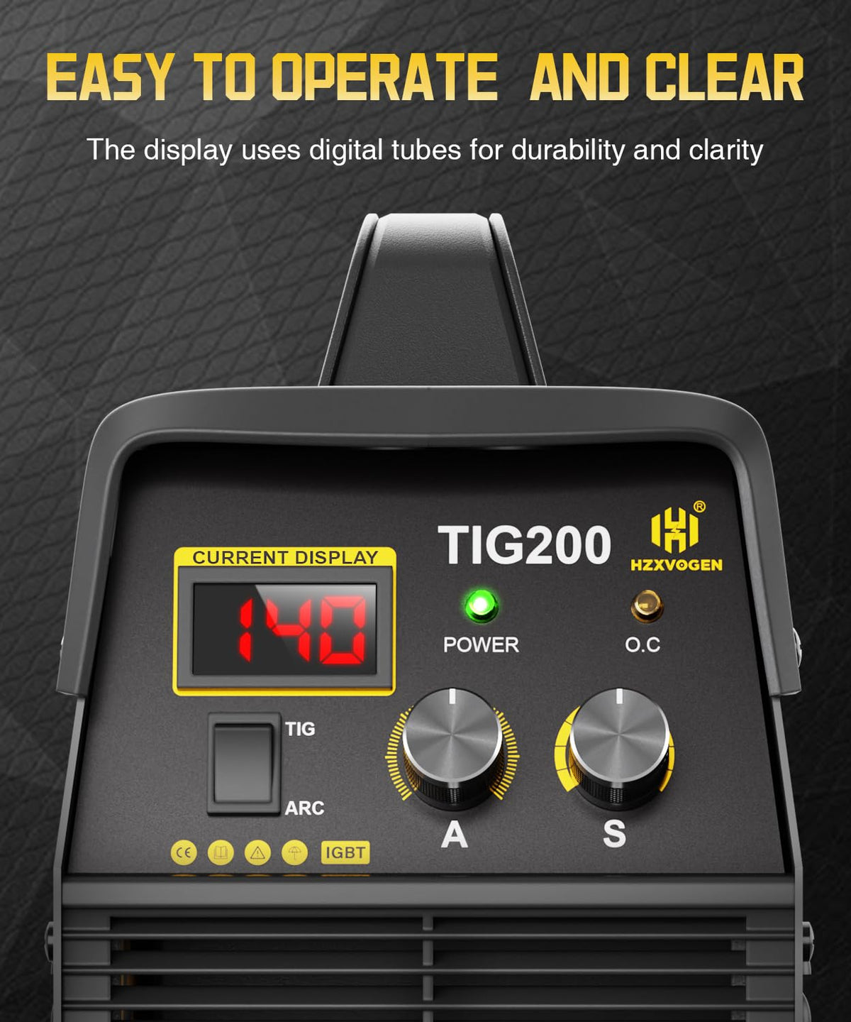 H HZXVOGEN 200A TIG Welder, HF TIG/Stick 2 in 1 Welder Machine with Post Gas, 110V 220V Dual Voltage IGBT Inverter TIG Welding Machine(TIG200)