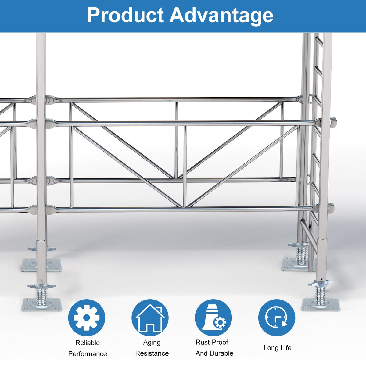 18" Scaffold Adjustable Leveling-Jack Parts - Yzzwer Galvanized Solid Threaded Rod Scaffolding Feet for Baker Style Scaffolding 4 Pack