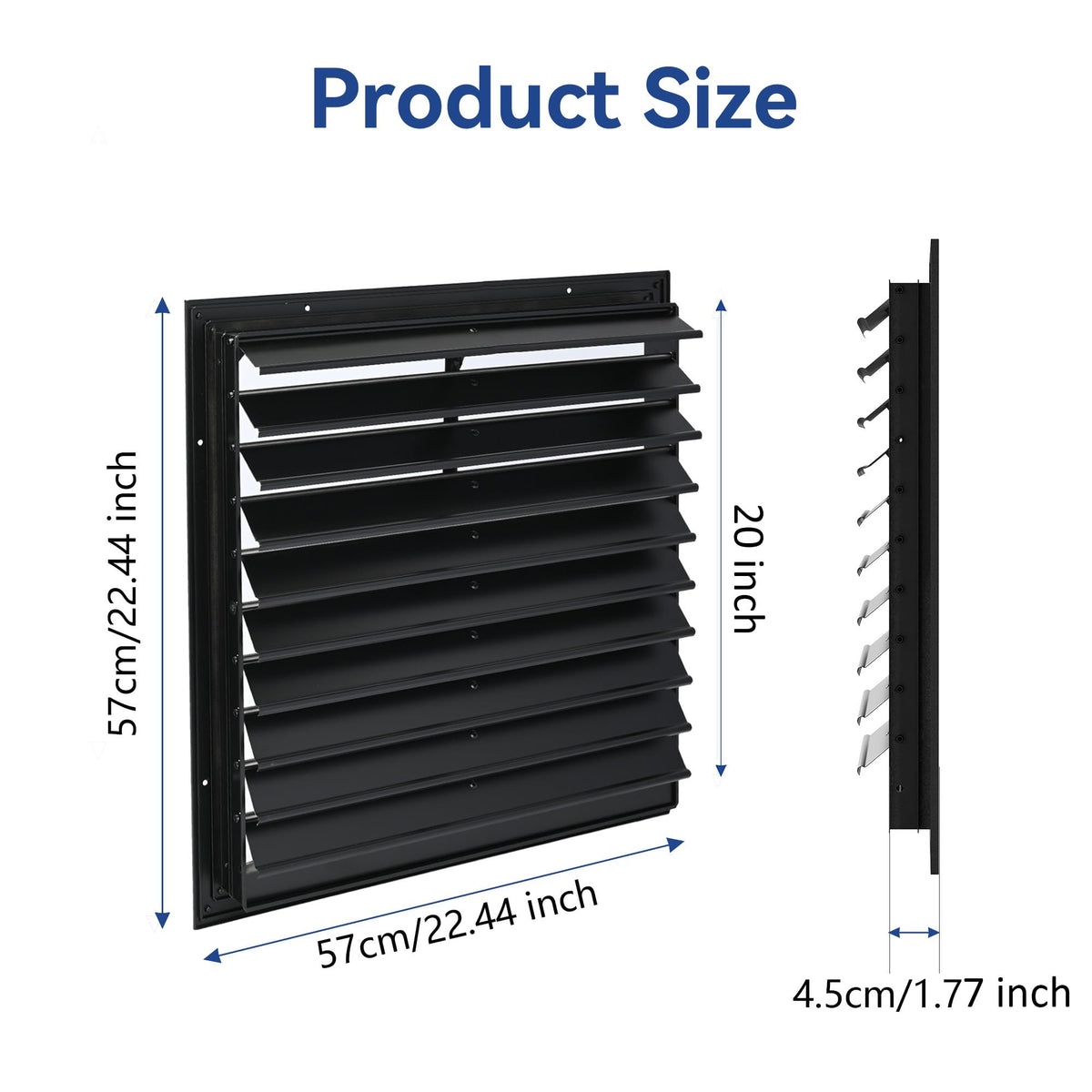 AIWFL 20 Inch Aluminum Automatic Gravity Shutter Louver Vent, 2 Pack Square Automatic Exhaust Shutter Louver Vent for Greenhouses, Garages, Attics, Workshops, Barn