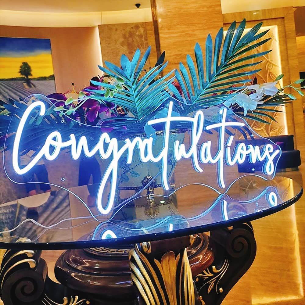 LED Neon Sign Night Light for Wall Party Décor Bedroom Room Bar Wedding Home Birthday Art Decoration Christmas with USB Chain Light modulator 5v (lets party blue)