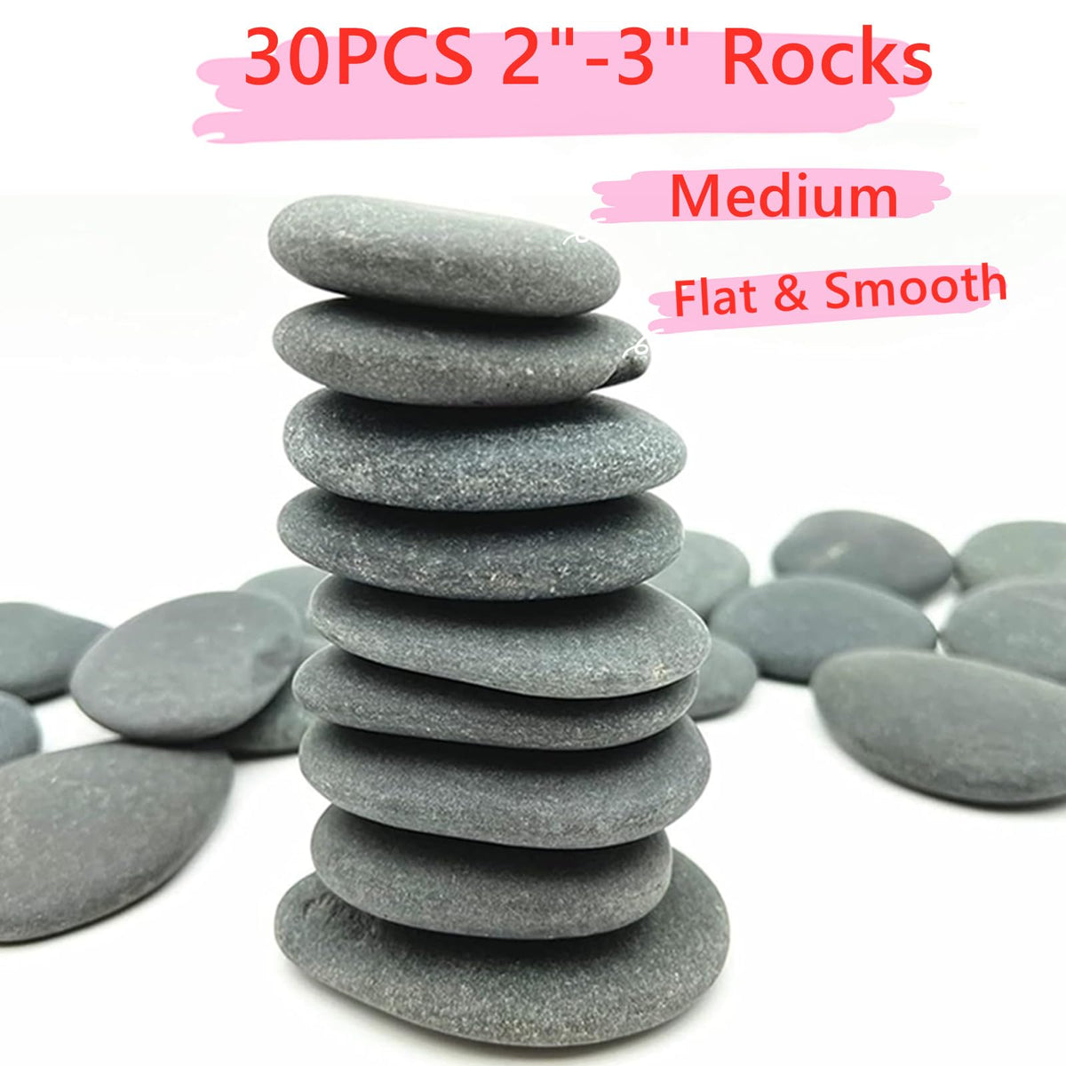 lifetop 50PCS Painting Rocks, Natural DIY Rocks Flat & Smooth Kindness Rocks for Arts, Crafts, Decoration, Medium & Small Rocks for Painting ，1.5"-3"Hand Picked for Painting Rocks