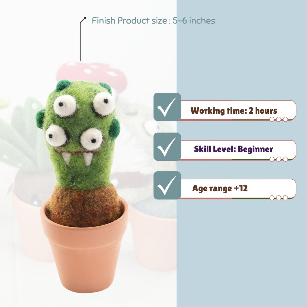 Woolbuddy Needle Felting Kit, Eye Plant Monster Craft for Beginner Adults, Includes Supplies and Instructions, Creative Design for Unique DIY Projects