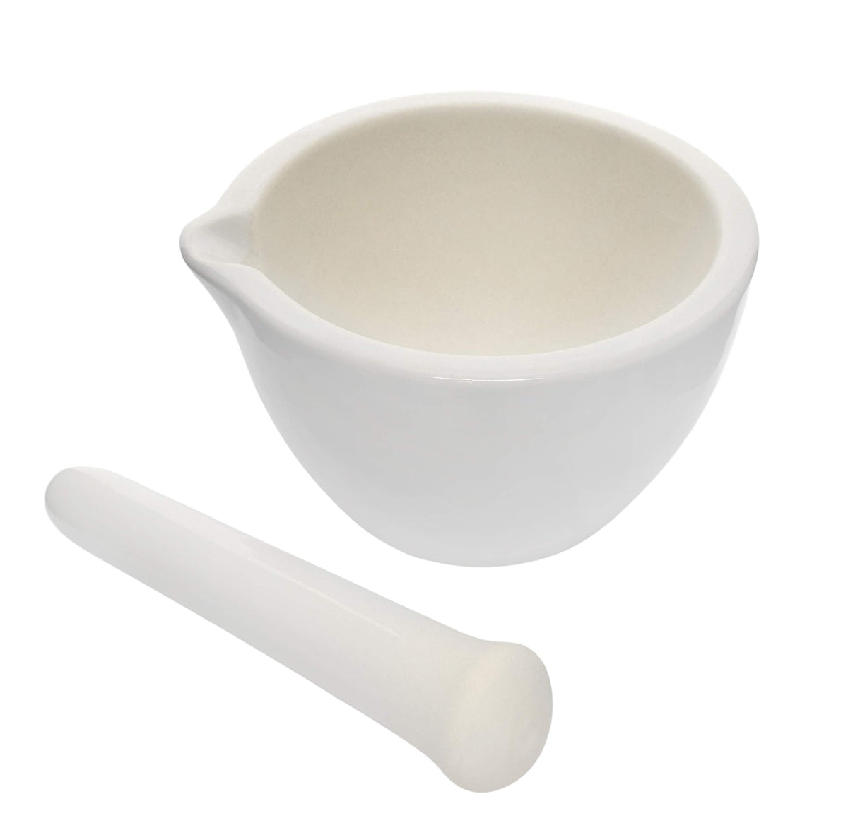 EISCO Porcelain Mortar & Pestle Set, 2oz (60ml) - Unglazed Grinding Surface - Excellent for Kitchen or Laboratory - Grinds Powdered Chemicals, Herbs & Spices - Pill Crusher - White