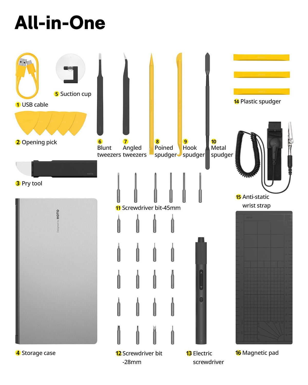 HOTO Self Lock Tape Measure Bundle with Electric Precision Screwdriver Kit Pro