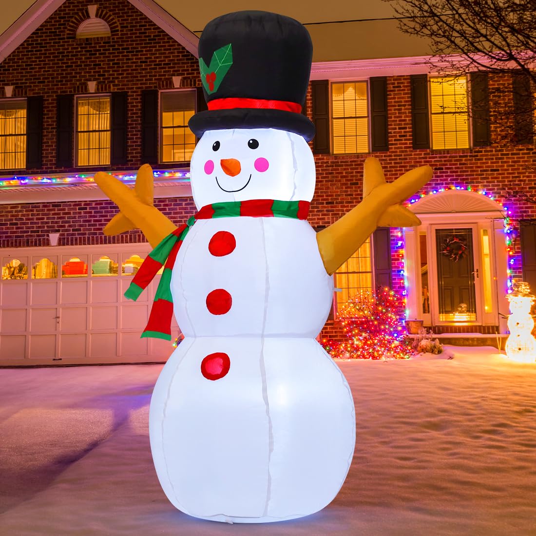 GOOSH 5 FT Christmas Snowman Inflatable Decoration Blow Up Snowman Outdoor Christmas Yard Decoration with Branch Hand Blow Up Holiday Indoor Outdoor Party Garden Yard Decoration