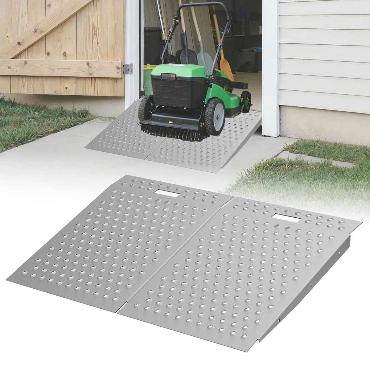 Shed Ramp 2 Pack – 31" L x 48" W Heavy-Duty 1500 lb Anti-Slip Shed Ramp for Riding Mower, ATV, Golf Cart – Garage/Barn/Storage Access