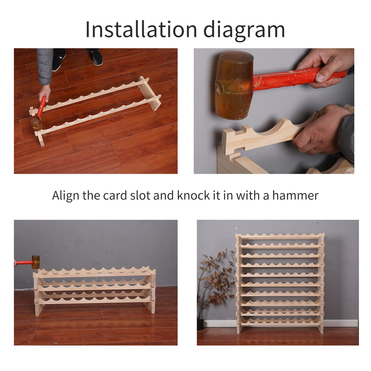fdjamy Wine Rack Solid Wood Stackable Storage Wooden Wine Rack Wine Cabinet (60 Bottles, Natural Color)